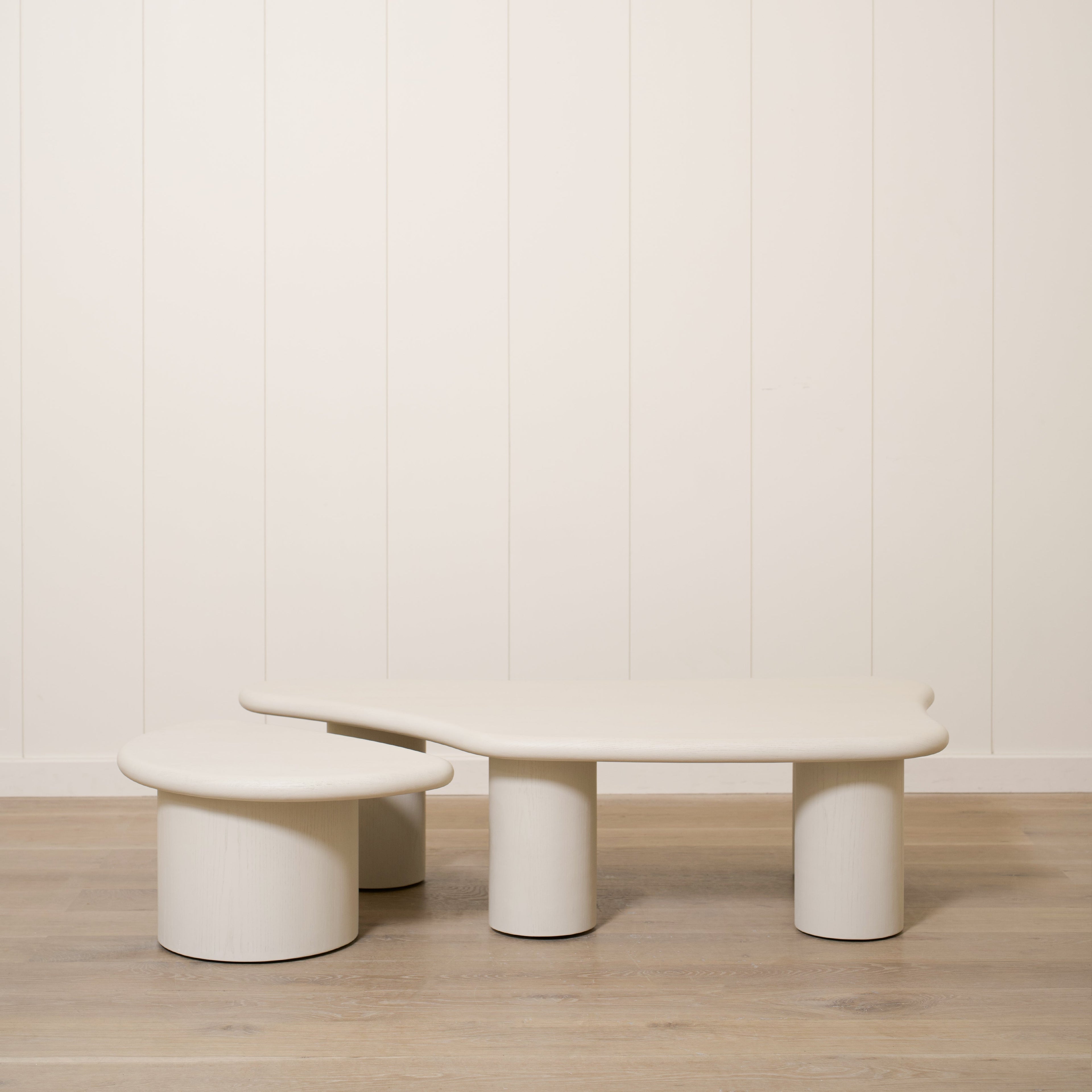 Tavolini da caffè Daniel - Set da 2 pezzi - Bordo spazzolato grigio