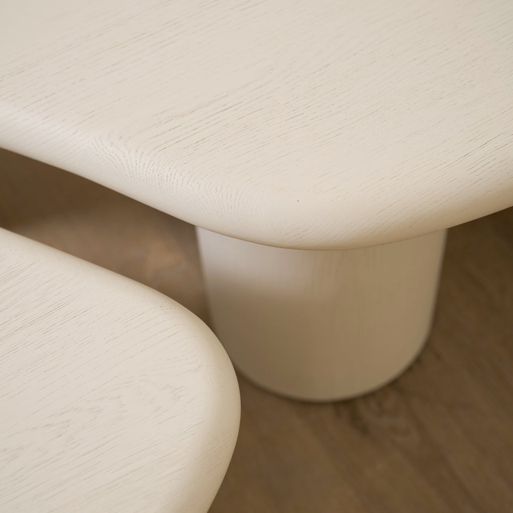 Tavolini da caffè Daniel - Set da 2 pezzi - Bordo spazzolato grigio