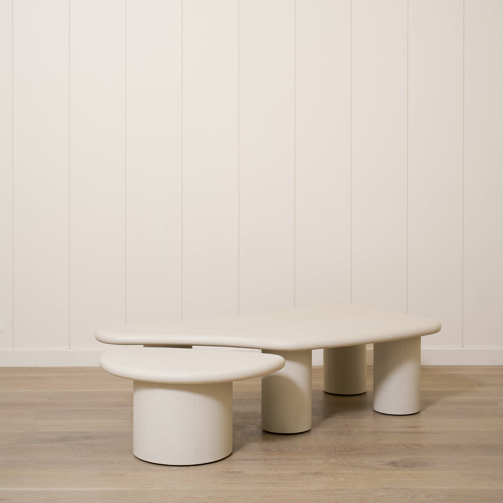 Tavolini da caffè Daniel - Set da 2 pezzi - Bordo spazzolato grigio