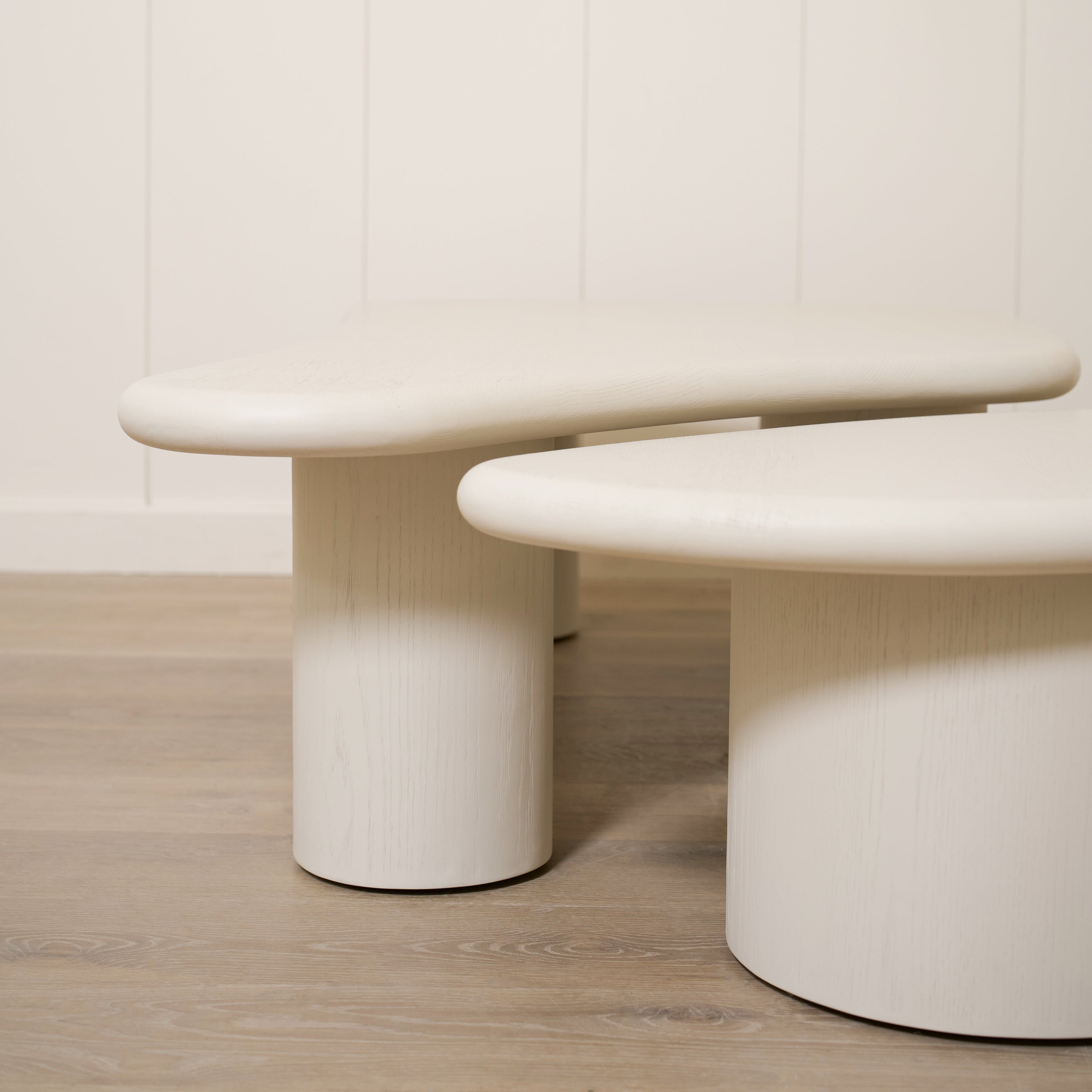 Tavolini da caffè Daniel - Set da 2 pezzi - Bordo spazzolato grigio