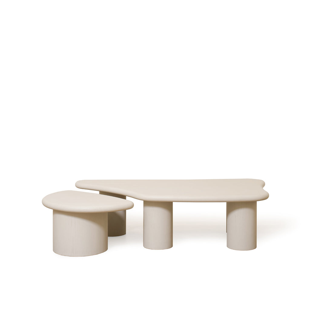 Tavolini da caffè Daniel - Set da 2 pezzi - Bordo spazzolato grigio